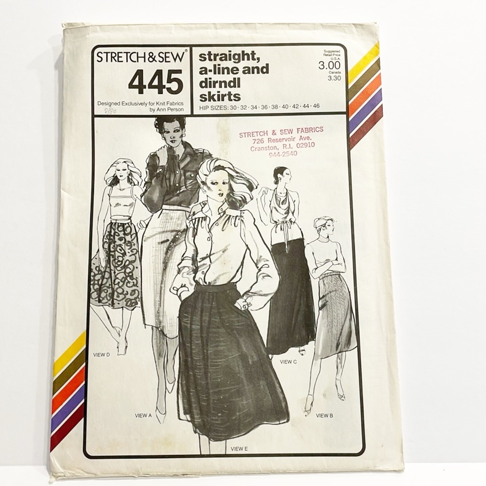Vintage 1979 Sewing Pattern‎ Stretch & Sew Ann Person Women Skirts UNCUT